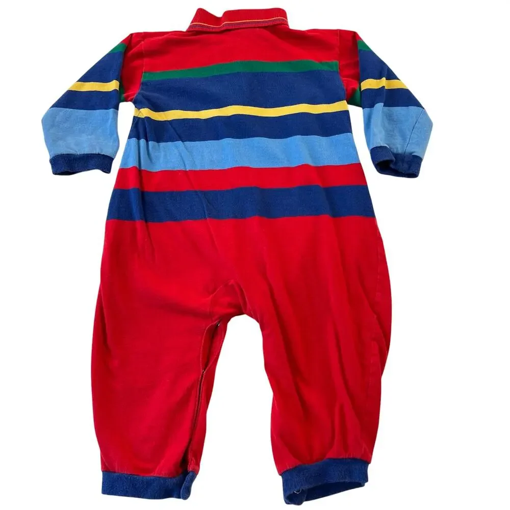 Baby Oshkosh B’Gosh Vintage Red & Blue Striped Romper Size 24 Months Polo